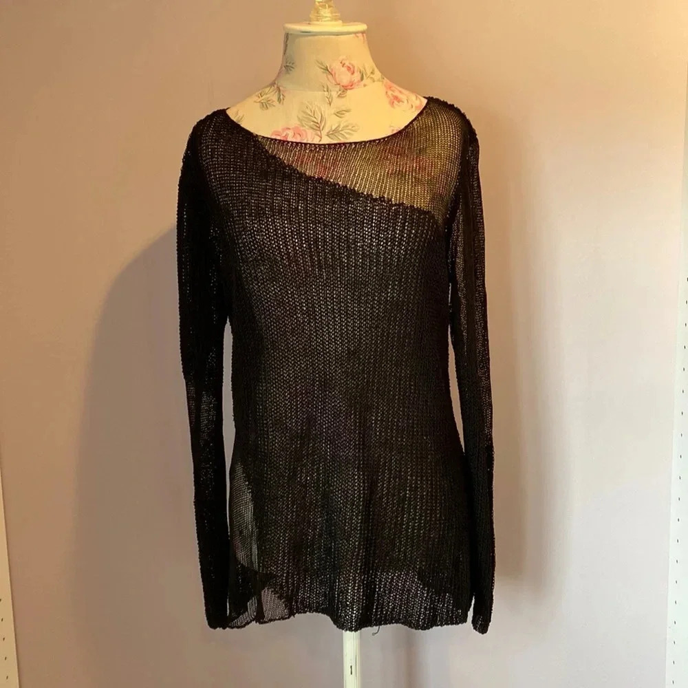 Eileen fisher black pull over sweater size Large
